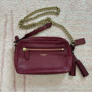 Coach Burgundy Crossbody Bag with Gold Chain